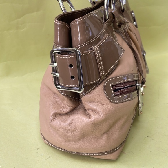 Vintage tan/dark cream Lenny e Cia leather/patent leather purse - Picture 8 of 14